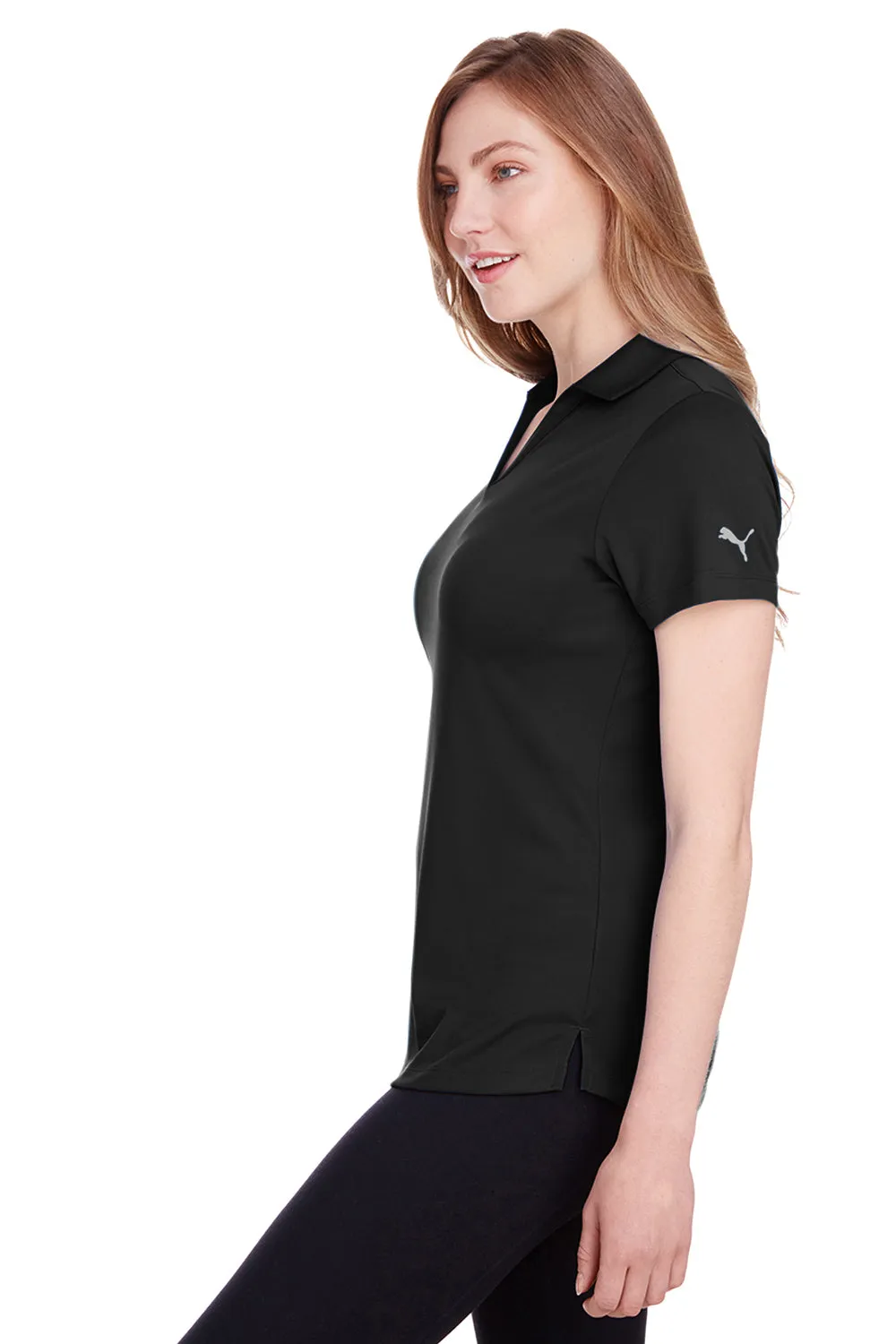 Puma Womens Icon Performance Moisture Wicking Short Sleeve Polo Shirt - Black