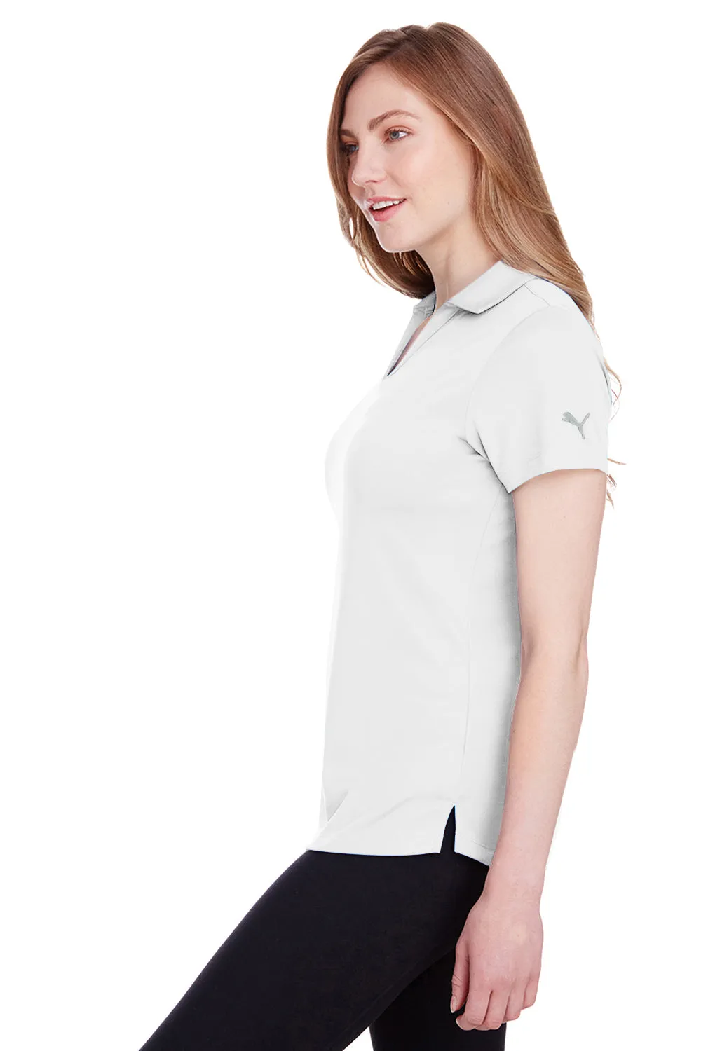 Puma Womens Icon Performance Moisture Wicking Short Sleeve Polo Shirt - Bright White