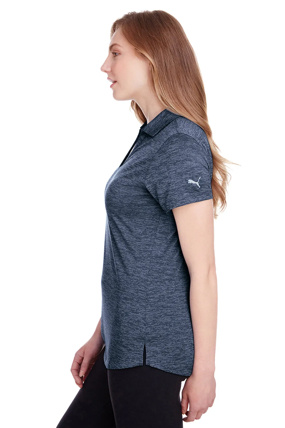 Puma Womens Icon Performance Moisture Wicking Short Sleeve Polo Shirt - Peacoat Blue