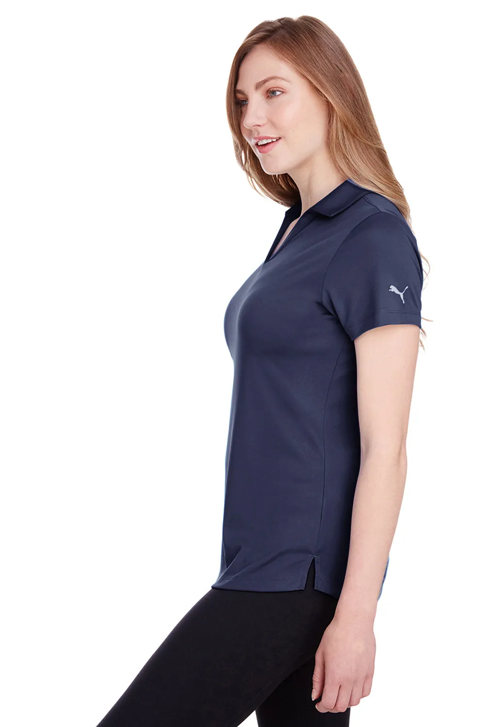 Puma Womens Icon Performance Moisture Wicking Short Sleeve Polo Shirt - Peacoat Blue