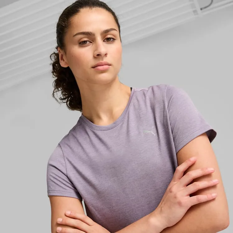 PUMA WOMEN'S RUN FAVOURITE HEATHER PLUM TEE