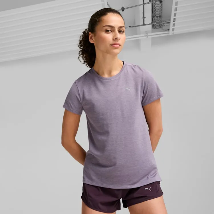 PUMA WOMEN'S RUN FAVOURITE HEATHER PLUM TEE