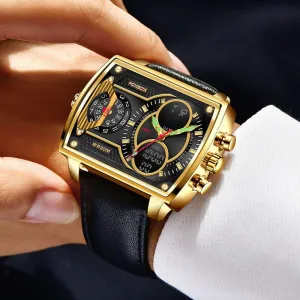 Quartz Electronic Dual Display Multi-function Square 