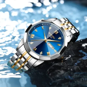 Quartz Men's Steel Strap Watch Luminous Waterproof 