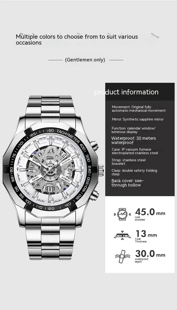 Quartz Watch Men's Back Cover Hollow