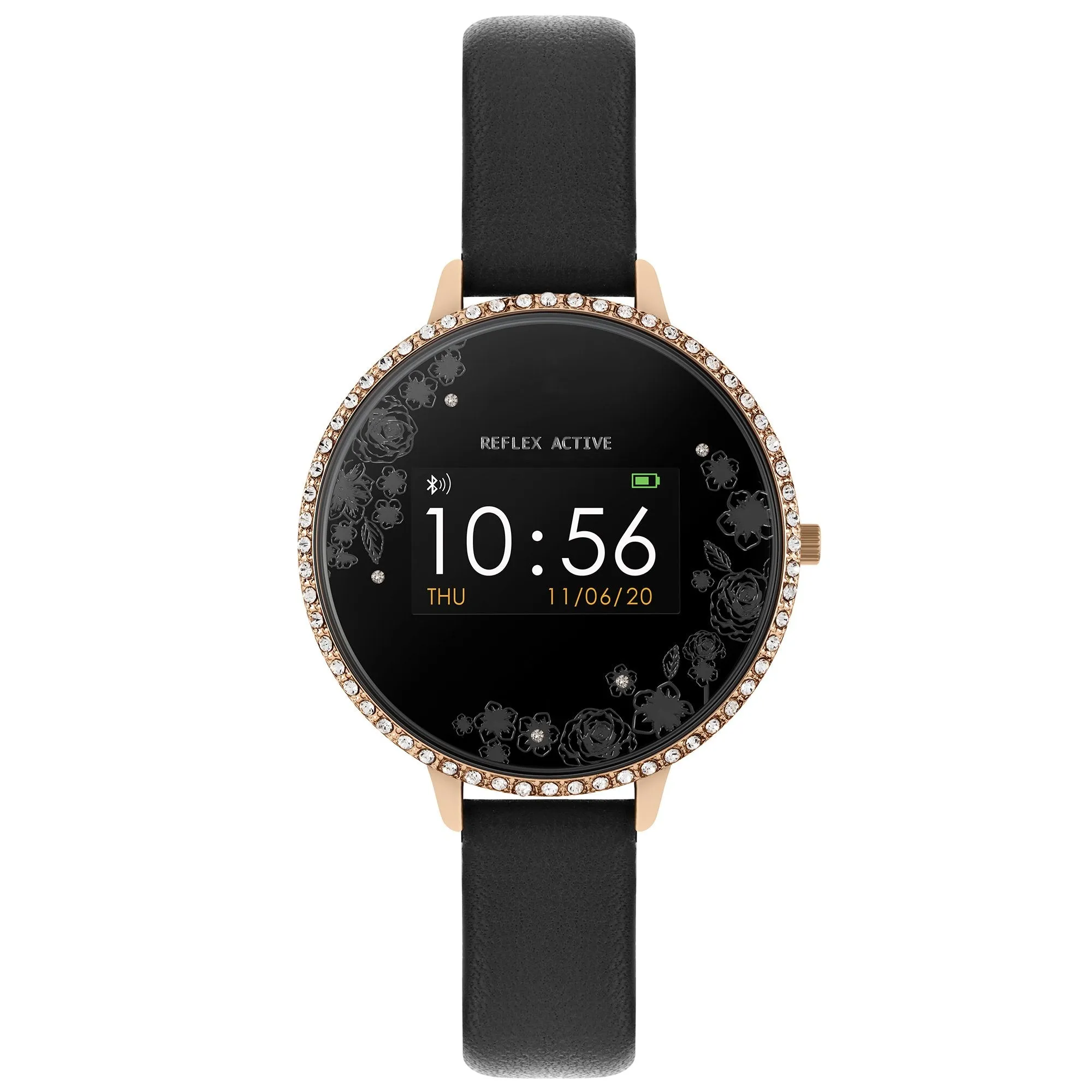 Reflex Active Series 3 Rose Gold Crystal Black Smart Watch 