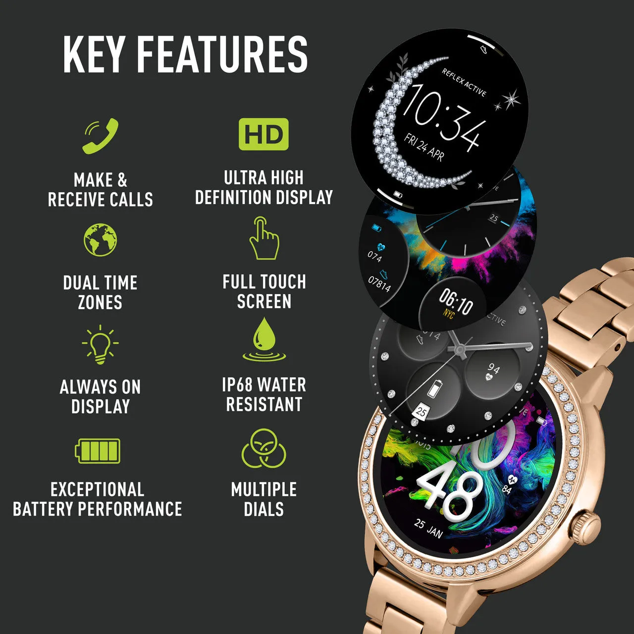 Reflex Active SERIES 41 AMOLED Rose Gold Bracelet Smart Watch RA41-4096