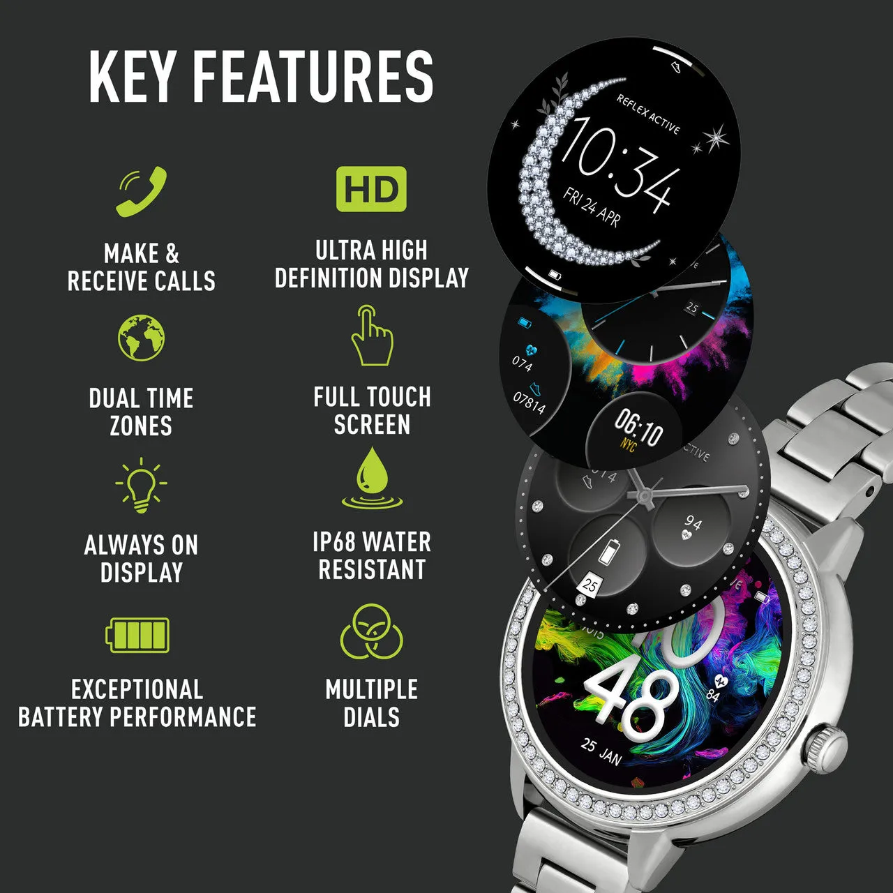 Reflex Active SERIES 41 AMOLED Silver Bracelet Smart Watch RA41-4097