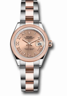 Rolex Everose Rolesor Lady-Datejust Watch - Domed Bezel - Ros Roman Dial - Oyster Bracelet - 279161 rsro 