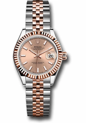 Rolex Everose Rolesor Lady-Datejust Watch - Fluted Bezel - Ros Index Dial - Jubilee Bracelet - 279171 rsij 