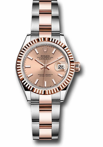 Rolex Everose Rolesor Lady-Datejust Watch - Fluted Bezel - Ros Index Dial - Oyster Bracelet - 279171 rsio 