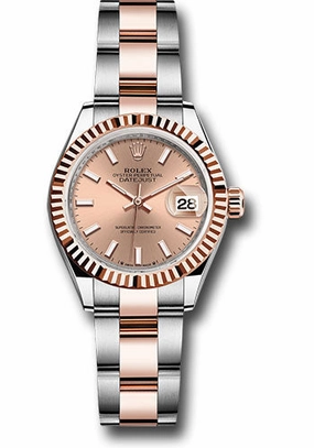 Rolex Everose Rolesor Lady-Datejust Watch - Fluted Bezel - Ros Index Dial - Oyster Bracelet - 279171 rsio 