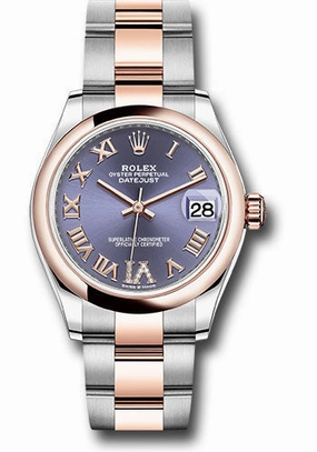 Rolex Steel and Everose Gold Datejust 31 Watch - Domed Bezel - Chocolate Diamond Roman VI Dial - Oyster Bracelet 278241 aubdr6o 