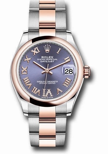 Rolex Steel and Everose Gold Datejust 31 Watch - Domed Bezel - Chocolate Diamond Roman VI Dial - Oyster Bracelet 278241 aubdr6o 