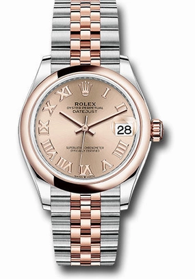 Rolex Steel and Everose Gold Datejust 31 Watch - Domed Bezel - Dark Rhodium Index Dial - Jubilee Bracelet 278241 rorj 