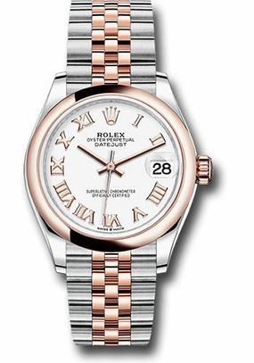 Rolex Steel and Everose Gold Datejust 31 Watch - Domed Bezel - Ros Index Dial - Jubilee Bracelet 278241 wrj 