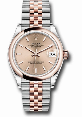 Rolex Steel and Everose Gold Datejust 31 Watch - Domed Bezel - Ros Roman Dial - Jubilee Bracelet 278241 roij 