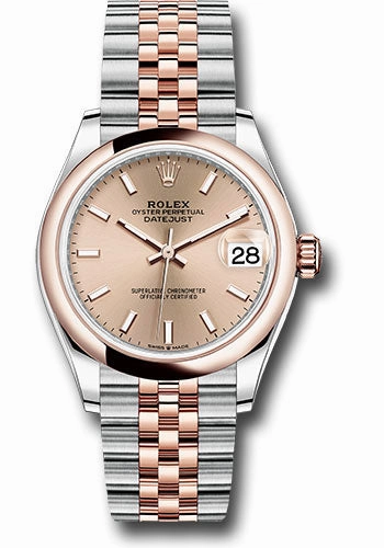Rolex Steel and Everose Gold Datejust 31 Watch - Domed Bezel - Ros Roman Dial - Jubilee Bracelet 278241 roij 