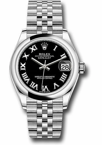 Rolex Steel and White Gold Datejust 31 Watch - Domed Bezel - Black Roman Dial - Jubilee Bracelet 278240 bkrj 
