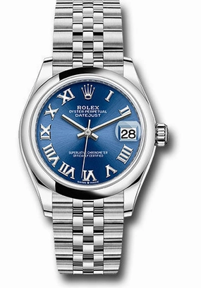 Rolex Steel and White Gold Datejust 31 Watch - Domed Bezel - Blue Roman Dial - Jubilee Bracelet - 2021 Release 278240 blrj 