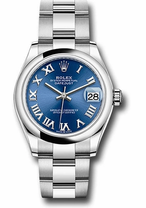 Rolex Steel and White Gold Datejust 31 Watch - Domed Bezel - Blue Roman Dial - Oyster Bracelet - 2021 Release 278240 blro 