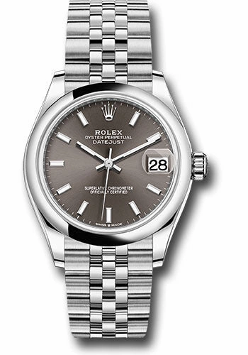 Rolex Steel and White Gold Datejust 31 Watch - Domed Bezel - Dark Grey Index Dial - Jubilee Bracelet 278240 dkgij 