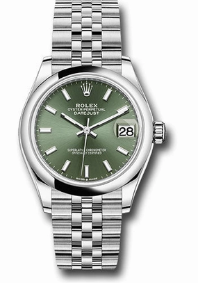 Rolex Steel and White Gold Datejust 31 Watch - Domed Bezel - Mint Green Index Dial - Jubilee Bracelet 278240 mgij 