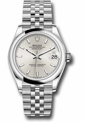 Rolex Steel and White Gold Datejust 31 Watch - Domed Bezel - Silver Index Dial - Jubilee Bracelet 278240 sij 