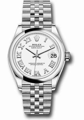 Rolex Steel and White Gold Datejust 31 Watch - Domed Bezel - White Roman Dial - Jubilee Bracelet 278240 wrj 