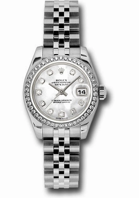 Rolex Steel and White Gold Lady-Datejust 26 Watch - 46 Diamond Bezel - Mother-Of-Pearl Diamond Dial - Jubilee Bracelet - 179384 mdj 