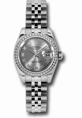 Rolex Steel and White Gold Lady Datejust 26 Watch - 46 Diamond Bezel - Rhodium Roman Dial - Jubilee Bracelet - 179384 rrj 