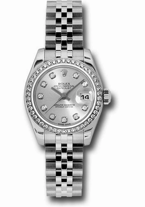 Rolex Steel and White Gold Lady Datejust 26 Watch - 46 Diamond Bezel - Silver Diamond Dial - Jubilee Bracelet - 179384 sdj 