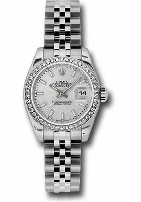 Rolex Steel and White Gold Lady-Datejust 26 Watch - 46 Diamond Bezel - Silver Index Dial - Jubilee Bracelet - 179384 sij 