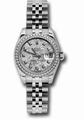 Rolex Steel and White Gold Lady Datejust 26 Watch - 46 Diamond Bezel - White Gold Crystal Diamond Dial - Jubilee Bracelet - 179384 gcdj 