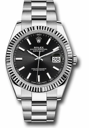 Rolex Steel and White Gold Rolesor Datejust 41 Watch - Fluted Bezel - Black Index Dial - Oyster Bracelet - 126334 bkio 2020 Papers 