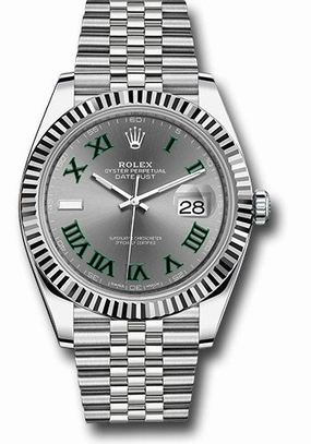 Rolex Steel and White Gold Rolesor Datejust 41 Watch - Fluted Bezel - Slate Green Roman Dial - Jubilee Bracelet - 126334 slgrj 