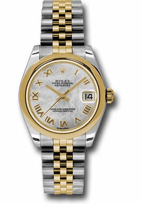 Rolex Steel and Yellow Gold Datejust 31 Watch - Domed Bezel - Mother-Of-Pearl Roman Dial - Jubilee Bracelet 178243 mrj 