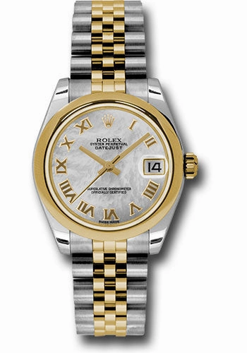 Rolex Steel and Yellow Gold Datejust 31 Watch - Domed Bezel - Mother-Of-Pearl Roman Dial - Jubilee Bracelet 178243 mrj 