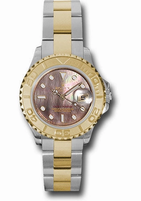 Rolex Steel and Yellow Gold Lady Yacht-Master 29 Watch - Black Mother-Of-Pearl Dial - 169623 dkm 