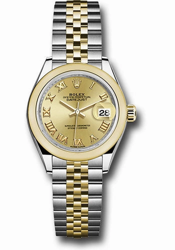 Rolex Steel and Yellow Gold Rolesor Lady-Datejust 28 Watch - Domed Bezel - Champagne Roman Dial - Jubilee Bracelet - 279163 chrj 