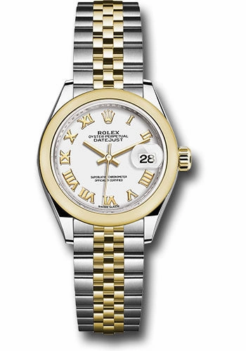 Rolex Steel and Yellow Gold Rolesor Lady-Datejust 28 Watch - Domed Bezel - White Roman Dial - Jubilee Bracelet - 279163 wrj 