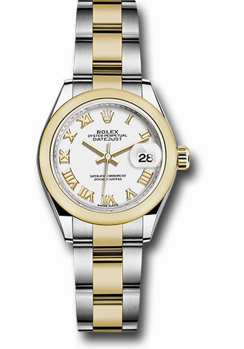 Rolex Steel and Yellow Gold Rolesor Lady-Datejust 28 Watch - Domed Bezel - White Roman Dial - Oyster Bracelet - 279163 wro 