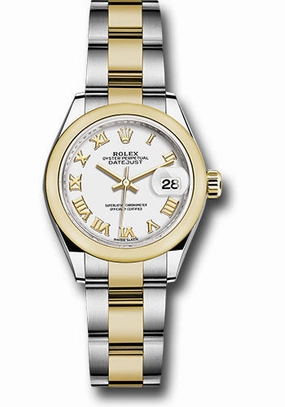 Rolex Steel and Yellow Gold Rolesor Lady-Datejust 28 Watch - Domed Bezel - White Roman Dial - Oyster Bracelet - 279163 wro 
