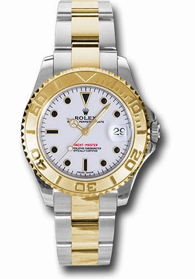 Rolex Steel and Yellow Gold Yacht-Master 35 Watch - White Dial - 168623 w 