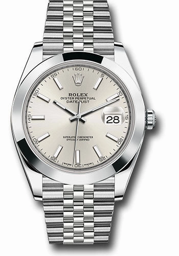 Rolex Steel Datejust 41 Watch - Smooth Bezel - Silver Index Dial - Jubilee Bracelet - 126300 sij 