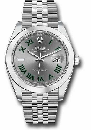 Rolex Steel Datejust 41 Watch - Smooth Bezel - Slate Green Roman Dial - Jubilee Bracelet - 126300 slgrj 