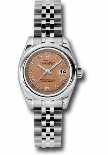 Rolex Steel Lady-Datejust 26 Watch - Domed Bezel - Pink/Copper Roman Dial - Jubilee Bracelet - 179160 prj 