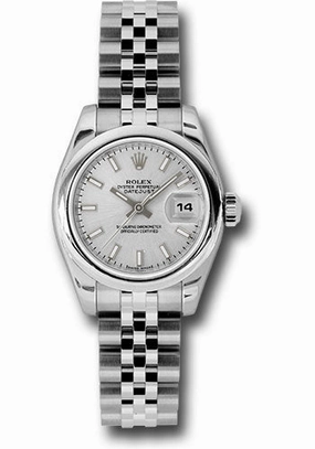 Rolex Steel Lady-Datejust 26 Watch - Domed Bezel - Silver Index Dial - Jubilee Bracelet - 179160 ssj 