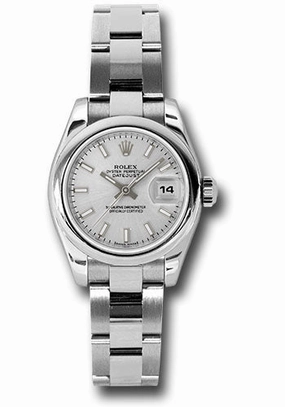 Rolex Steel Lady-Datejust 26 Watch - Domed Bezel - Silver Index Dial - Oyster Bracelet - 179160 sso 
