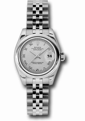 Rolex Steel Lady-Datejust 26 Watch - Domed Bezel - Silver Roman Dial - Jubilee Bracelet - 179160 srj 